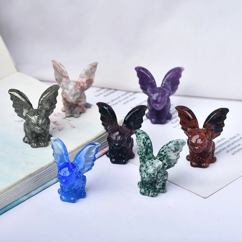 Natural Stone Crystal Gargoyle Figurine