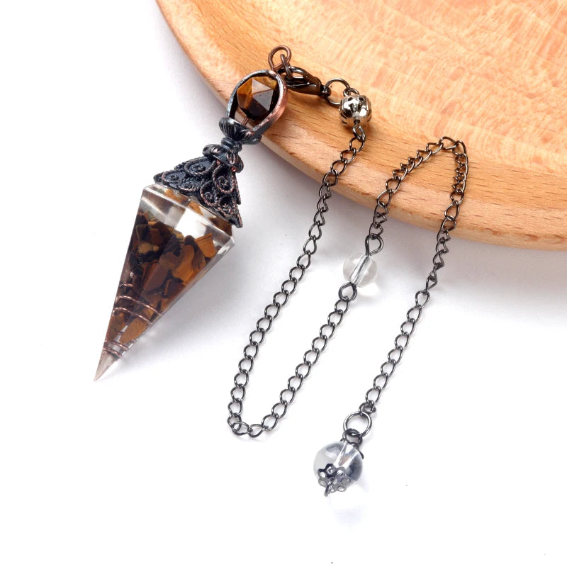 Crystal Pendulum Pendant | Natural Stone Dowsing Necklace