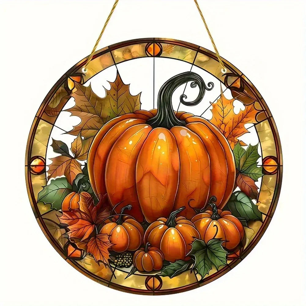 Fall Pumpkin Acrylic Suncatcher — Colorful Window Hanging for Autumn & Halloween Décor