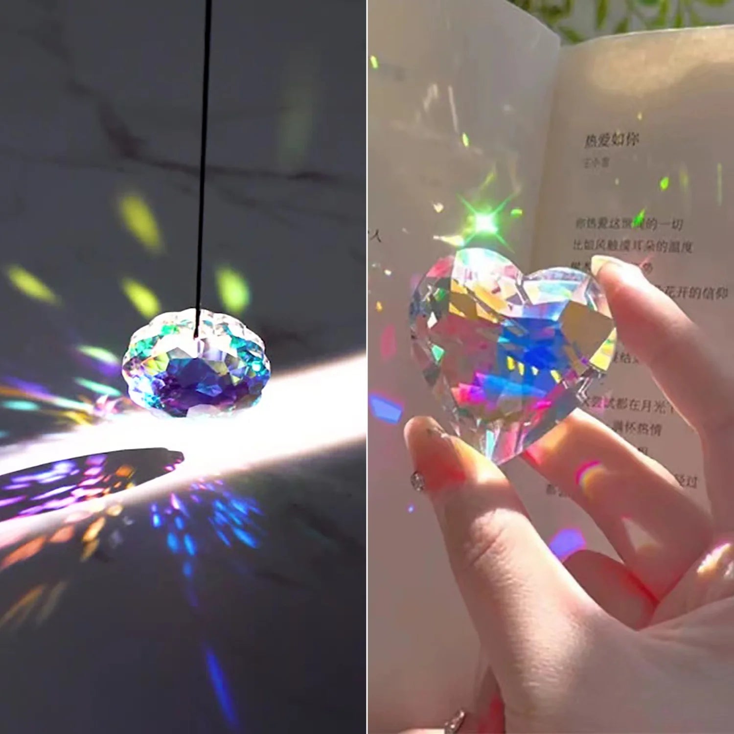 Rainbow Crystal Prism Suncatcher for Window — Boho Home Decor