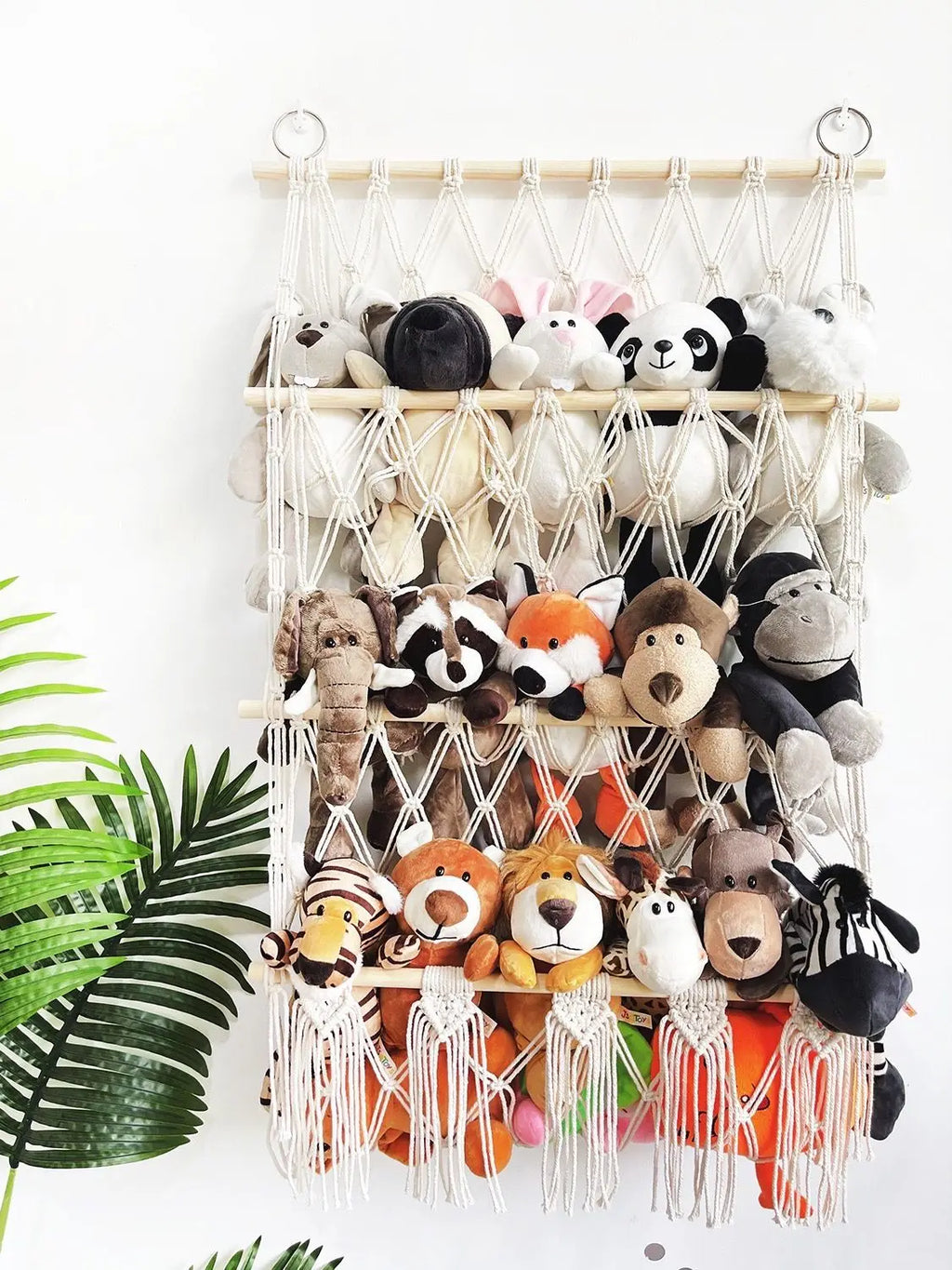 Boho Handwoven Storage Hammock | Wall-Mounted Stuffed Animal & Toy Organizer