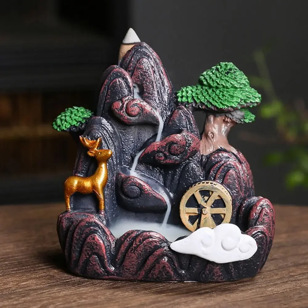 Waterfall Backflow Incense Burner – Resin Incense Holder for Home & Office