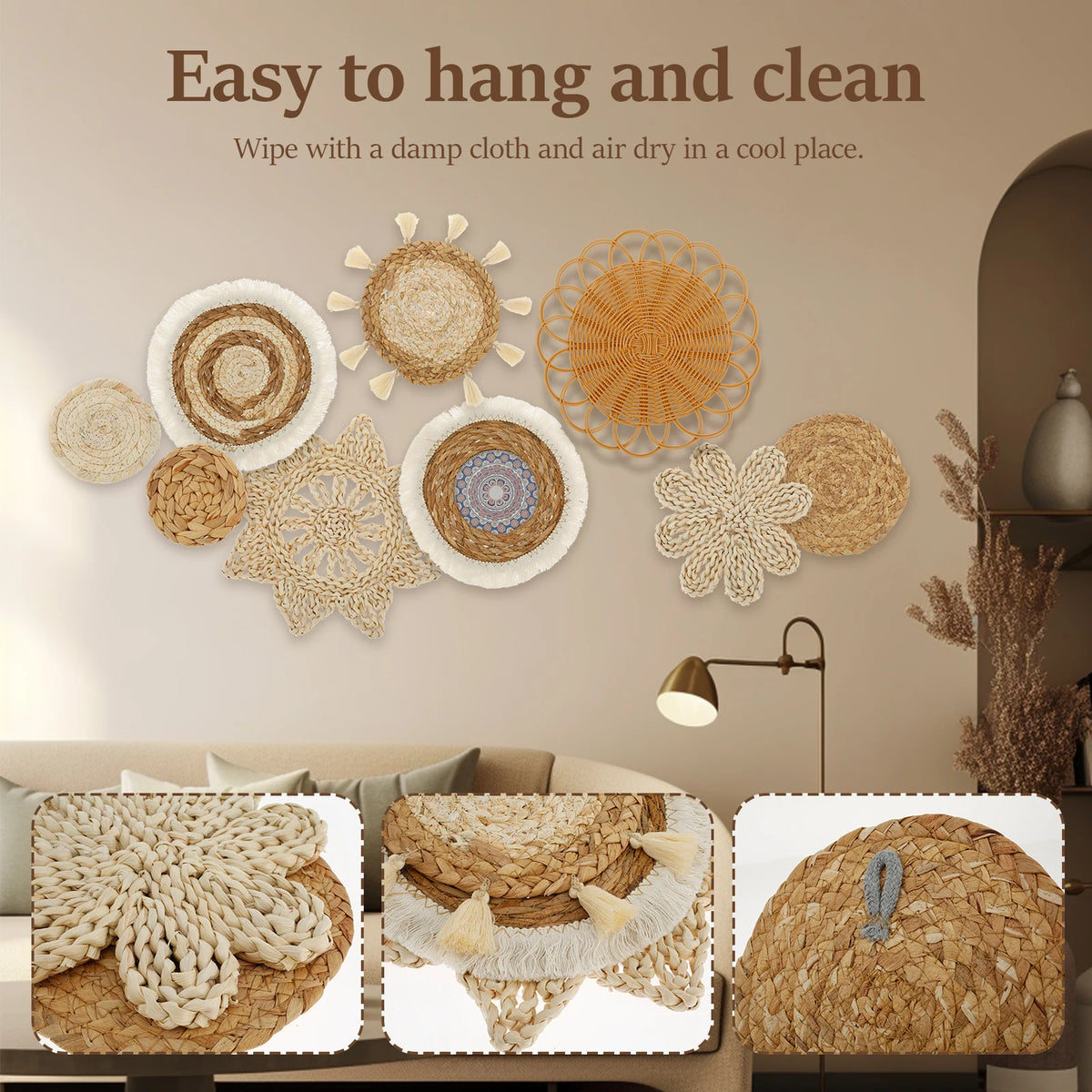 Boho Woven Basket Wall Decor | 7- or 9-Piece Set