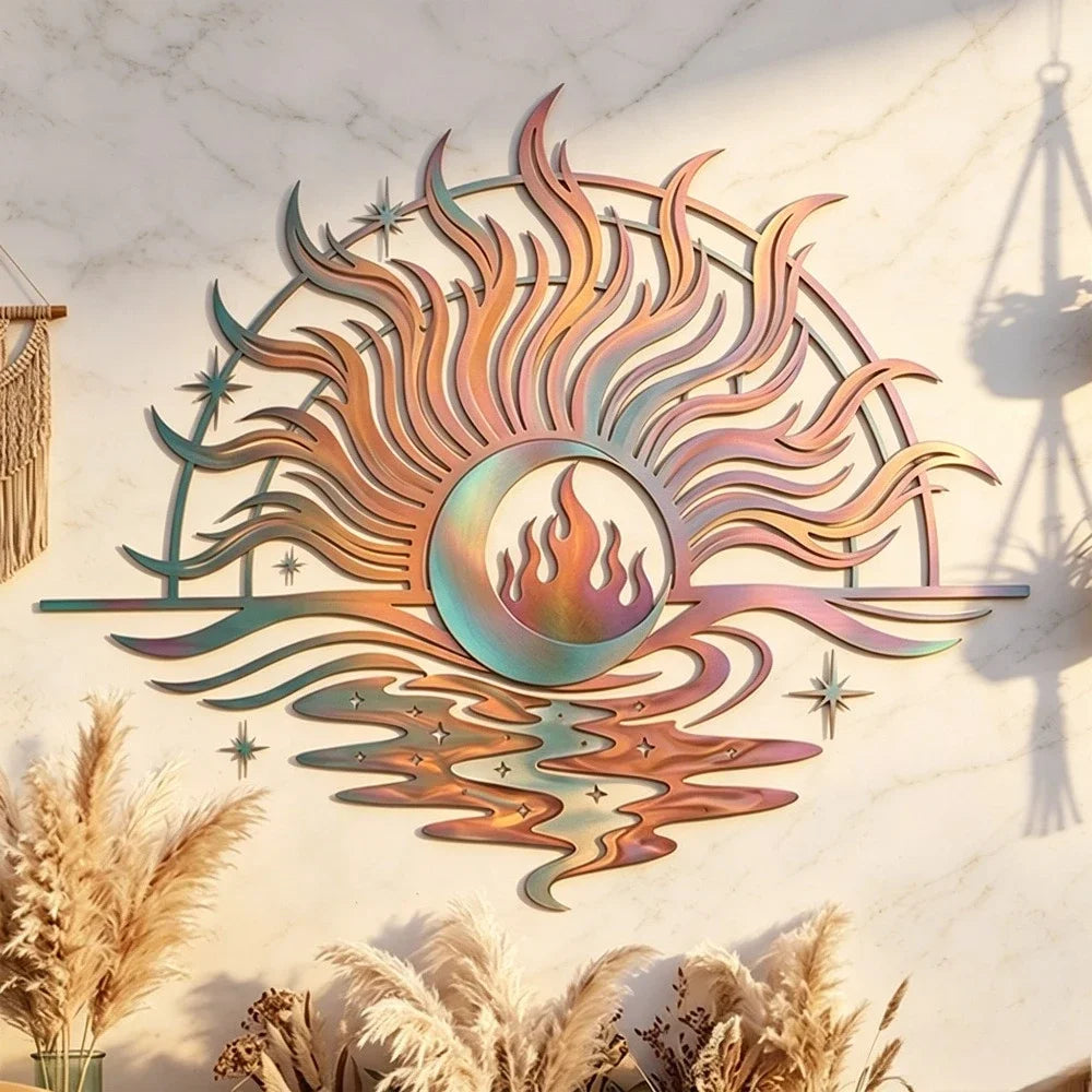 Celestial Sun & Moon Metal Wall Art