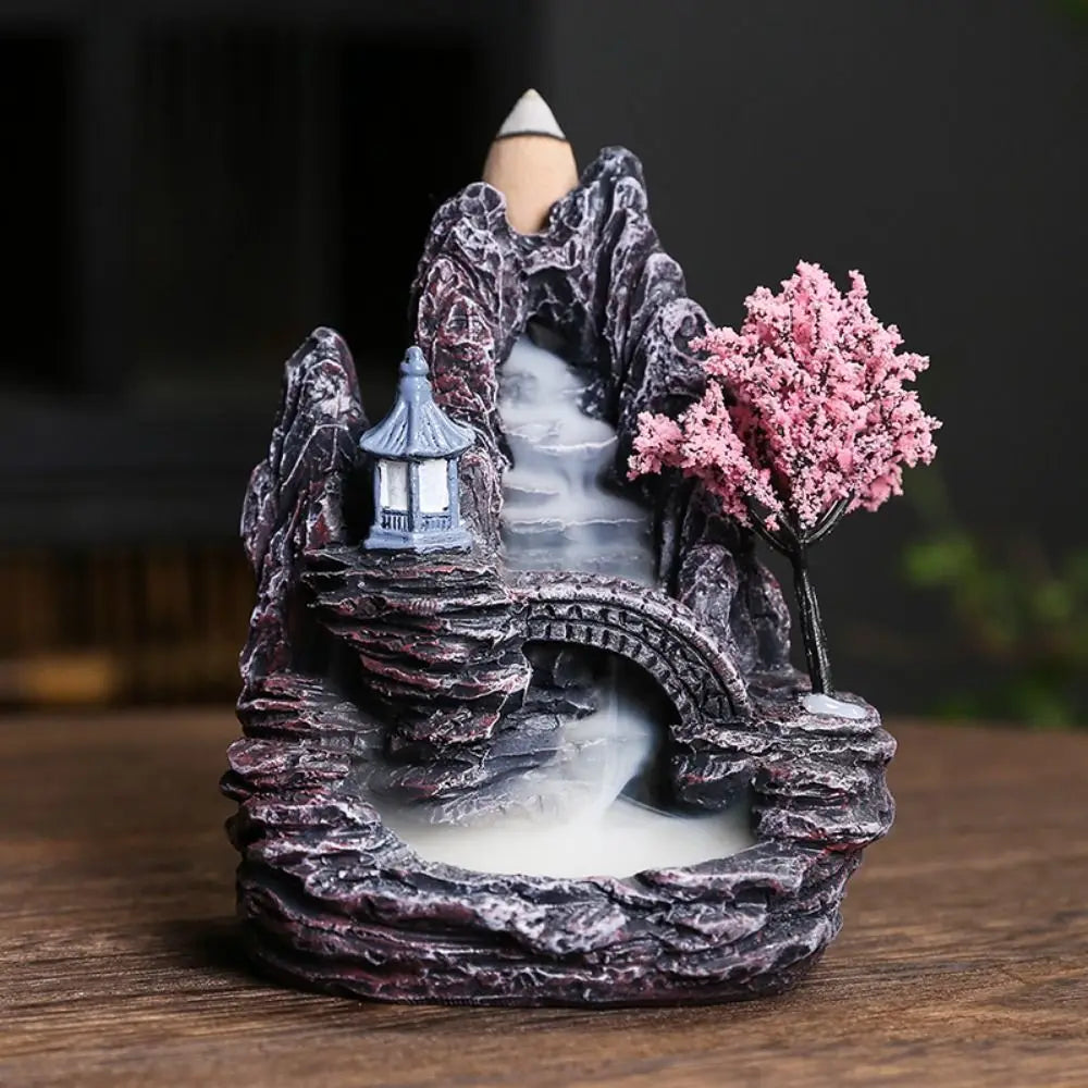 Waterfall Backflow Incense Burner – Resin Incense Holder for Home & Office