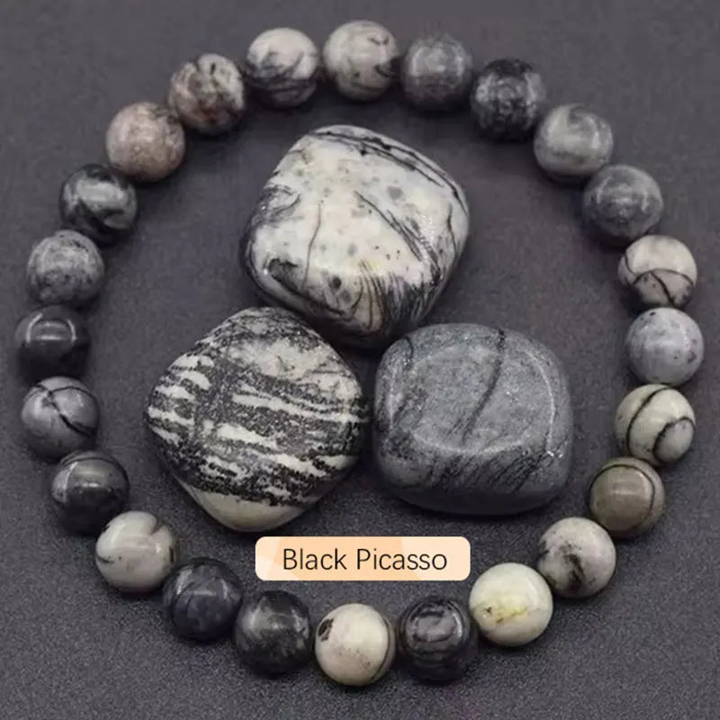Natural Gemstone Beaded Bracelet — Healing Crystal Stretch Bracelet