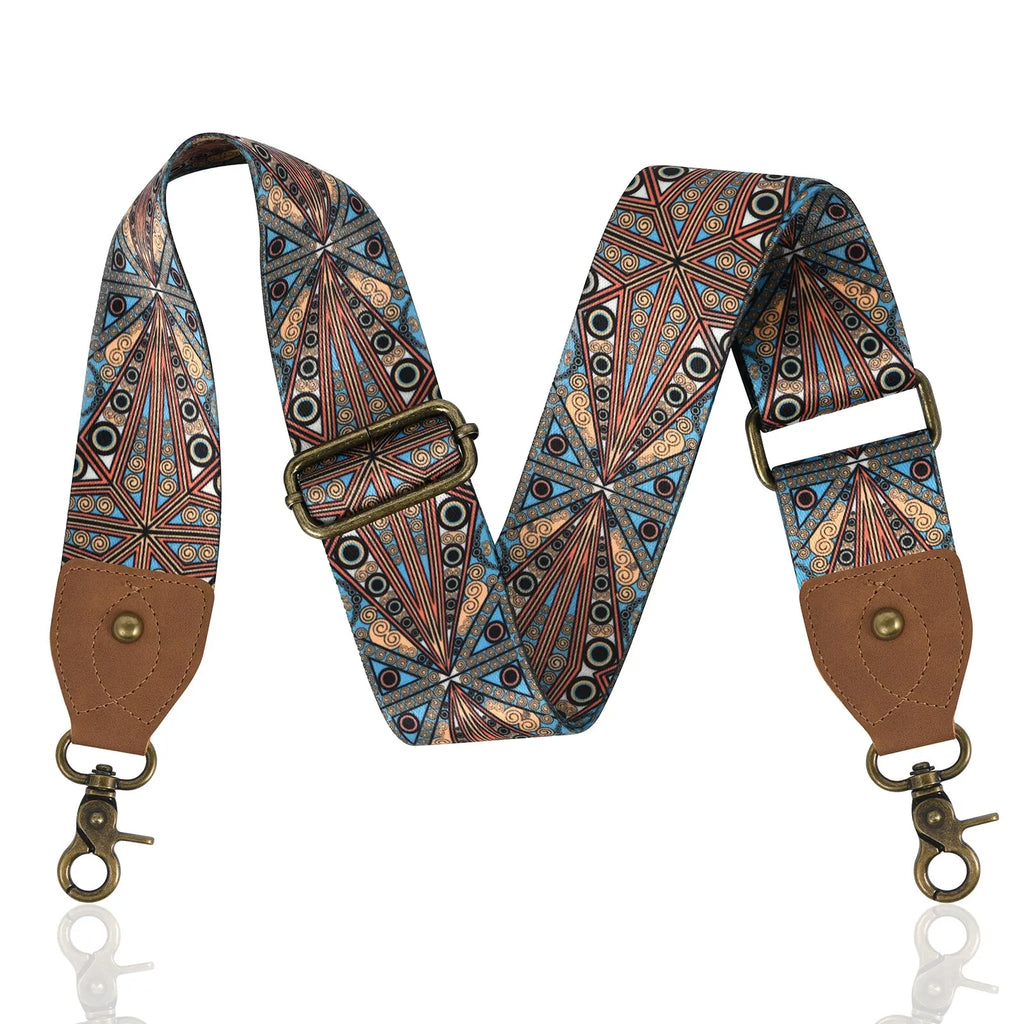 Boho Embroidered Wide Nylon Bag Strap