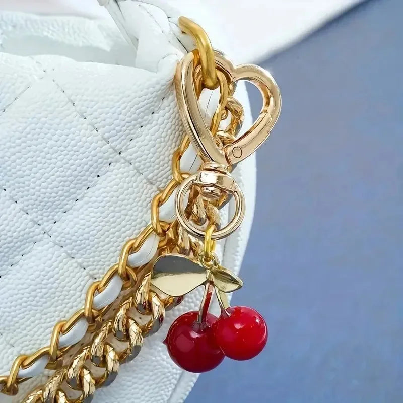 Cherry Blossom Heart Bag Charm | Lobster Clasp Purse Accessory