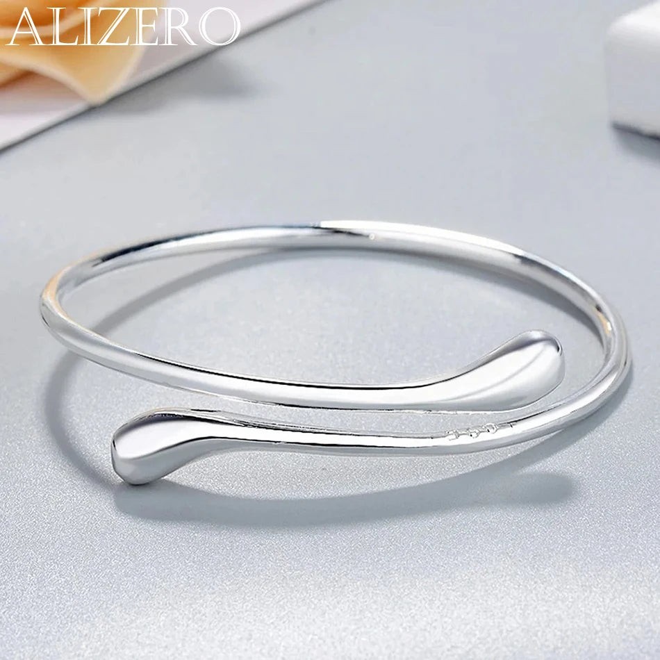 925 Sterling Silver Water Drop Bangle Bracelet