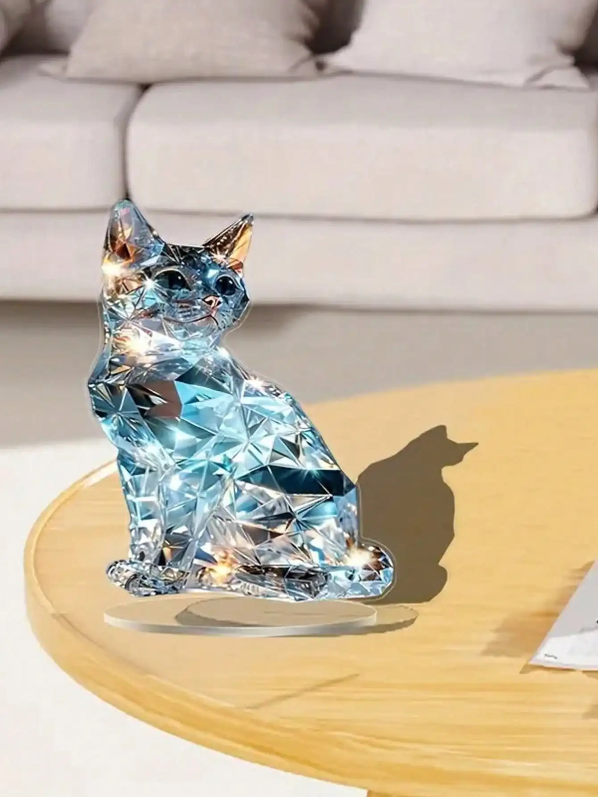 Crystal Cat 2D Art Figure – Art Deco Home Decor