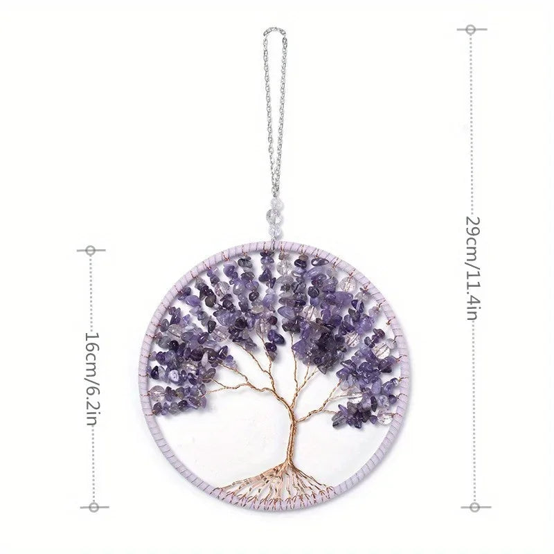 Tree of Life Crystal Wall Pendant | Amethyst, Rose Quartz, Lapis Lazuli & Citrine
