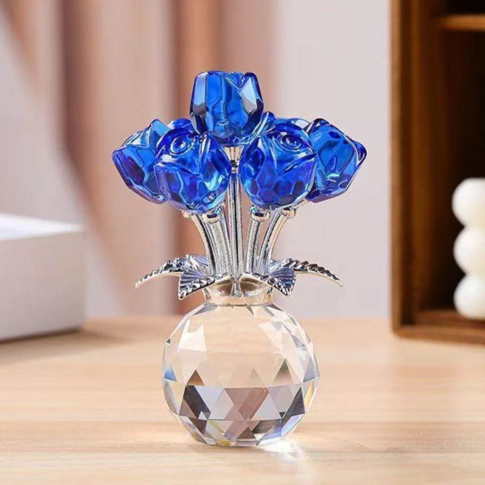Crystal Rose Bouquet Sculpture — Handmade Rainbow Light Ornament