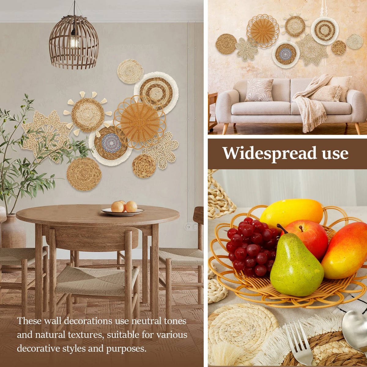 Boho Woven Basket Wall Decor | 7- or 9-Piece Set