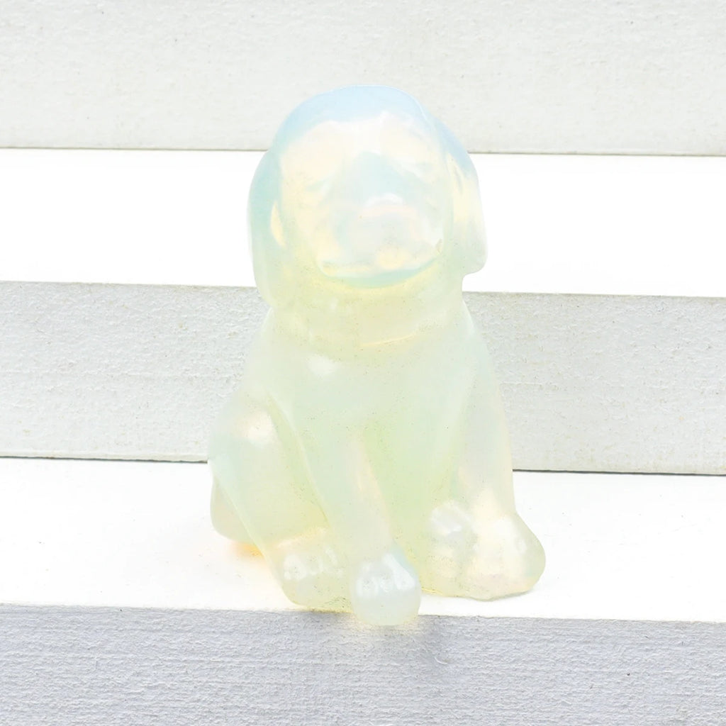 Mini Sitting Puppy Figurine | Stone & Opalite Options