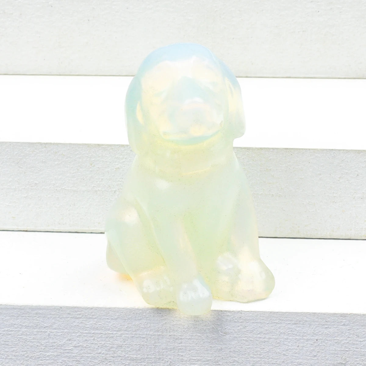 Mini Sitting Puppy Figurine | Stone & Opalite Options