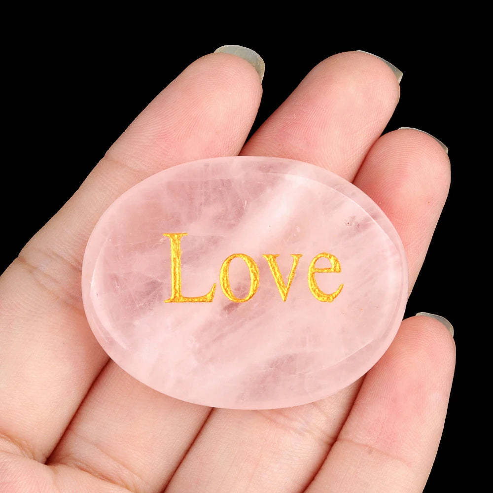 Engraved Crystal Reiki Stone | Natural Oval Healing Stone — Choose Your Crystal