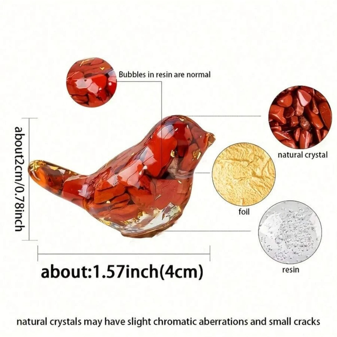 Crystal Bird Figurine — Gemstone-Inspired Resin Ornament for Home Décor & Gifting