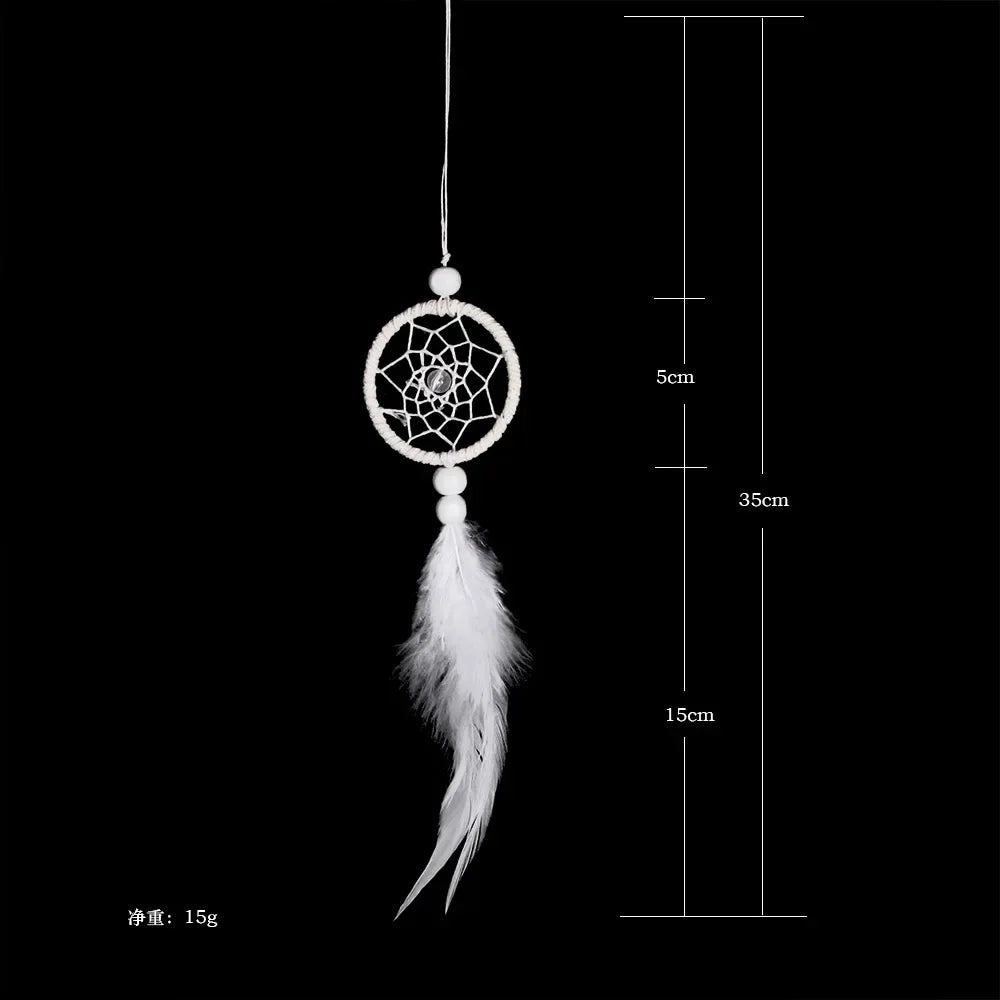 Dream Catcher Car Pendant | Feather & Crystal Rearview Mirror Charm