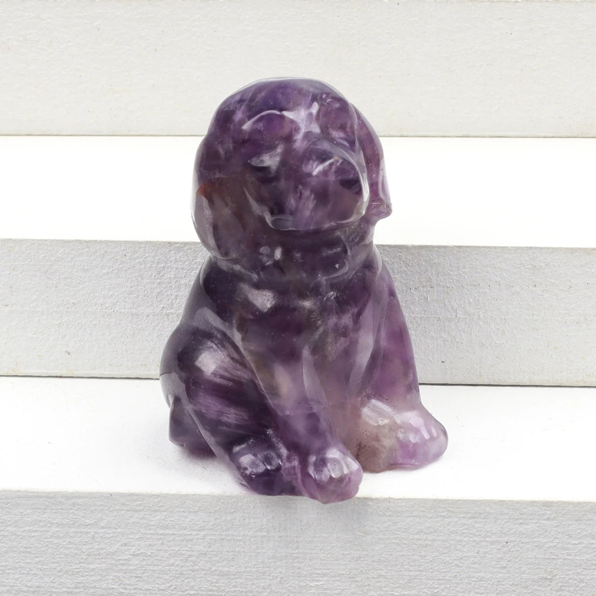 Mini Sitting Puppy Figurine | Stone & Opalite Options