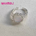 Moonstone Open Ring | 925 Sterling Silver | Resizable | Moonstone, Leaf & Set Options