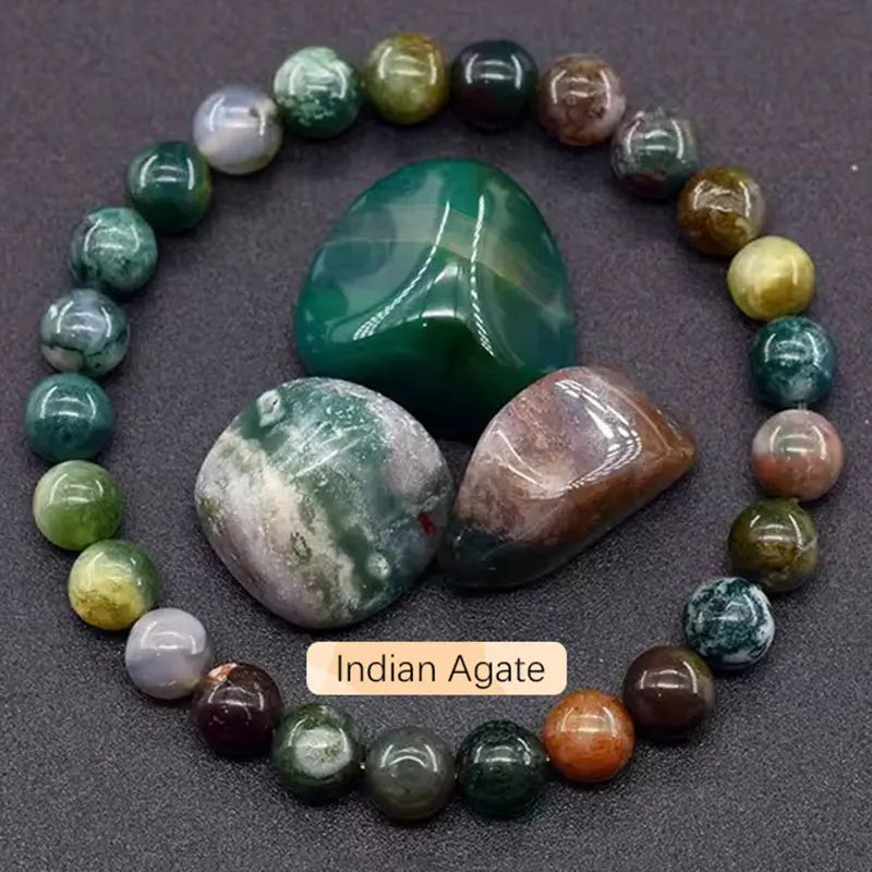 Natural Gemstone Beaded Bracelet — Healing Crystal Stretch Bracelet
