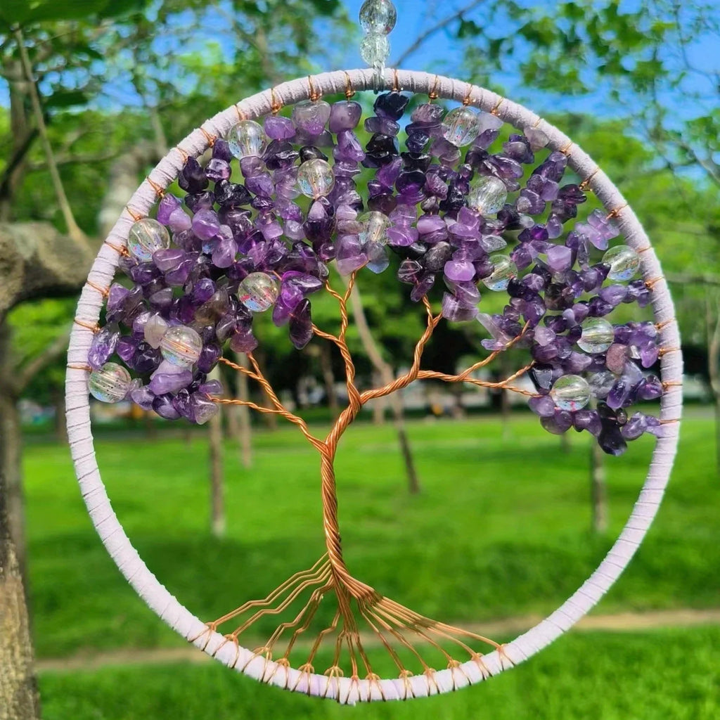 Tree of Life Crystal Wall Pendant | Amethyst, Rose Quartz, Lapis Lazuli & Citrine