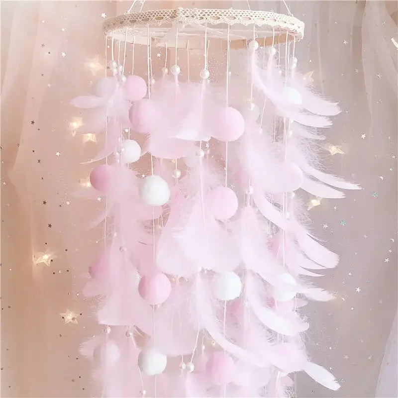 Feather Dream Catcher Wind Chime | Boho Nursery & Bedroom Wall Hanging