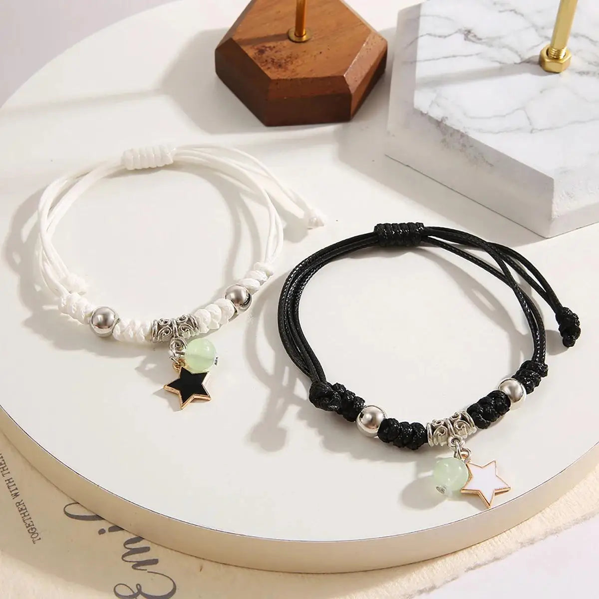 Luminous Bead Matching Bracelet Set | Friendship & Couple Charm Bracelets