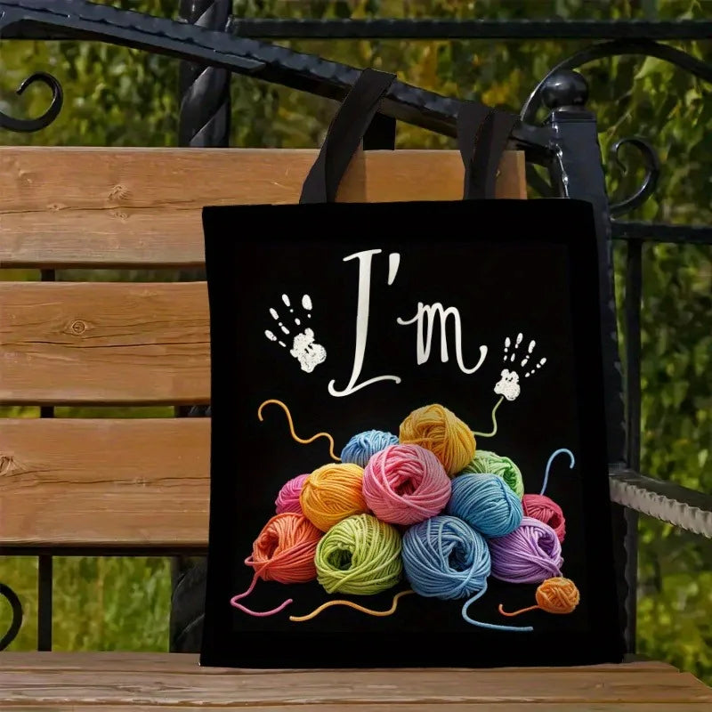 Knitting & Crochet Craft Tote Bag | Boho Yarn Lover Shoulder Bag