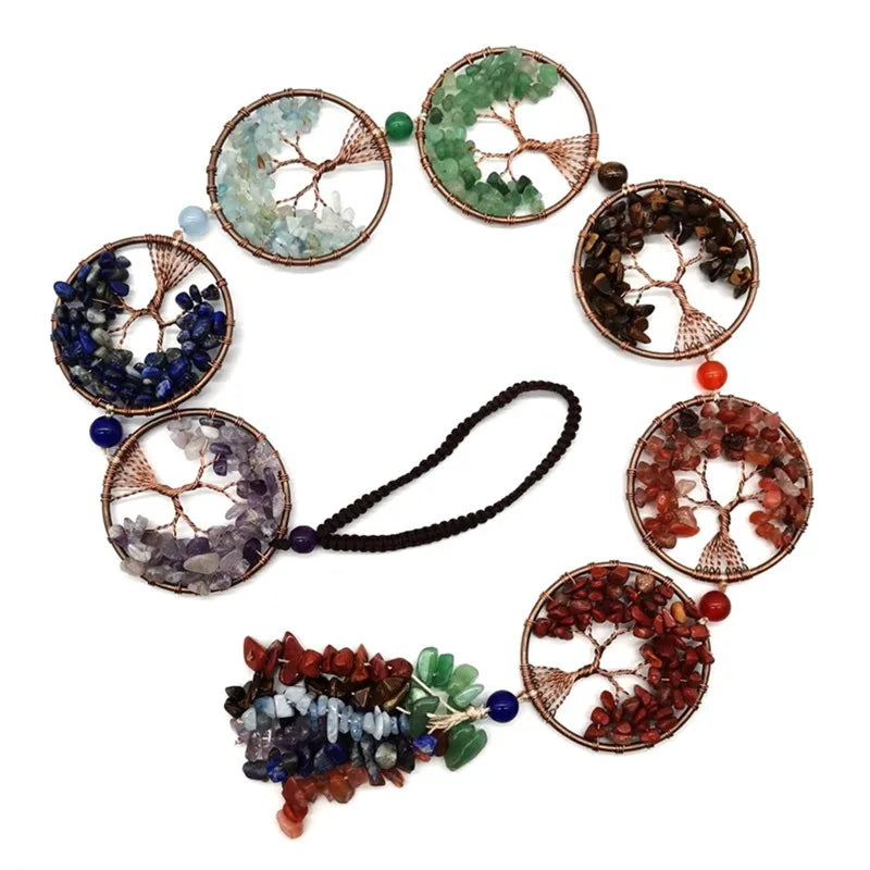 7 Chakra Crystal Tree of Life Hanging — Natural Gemstone Suncatcher