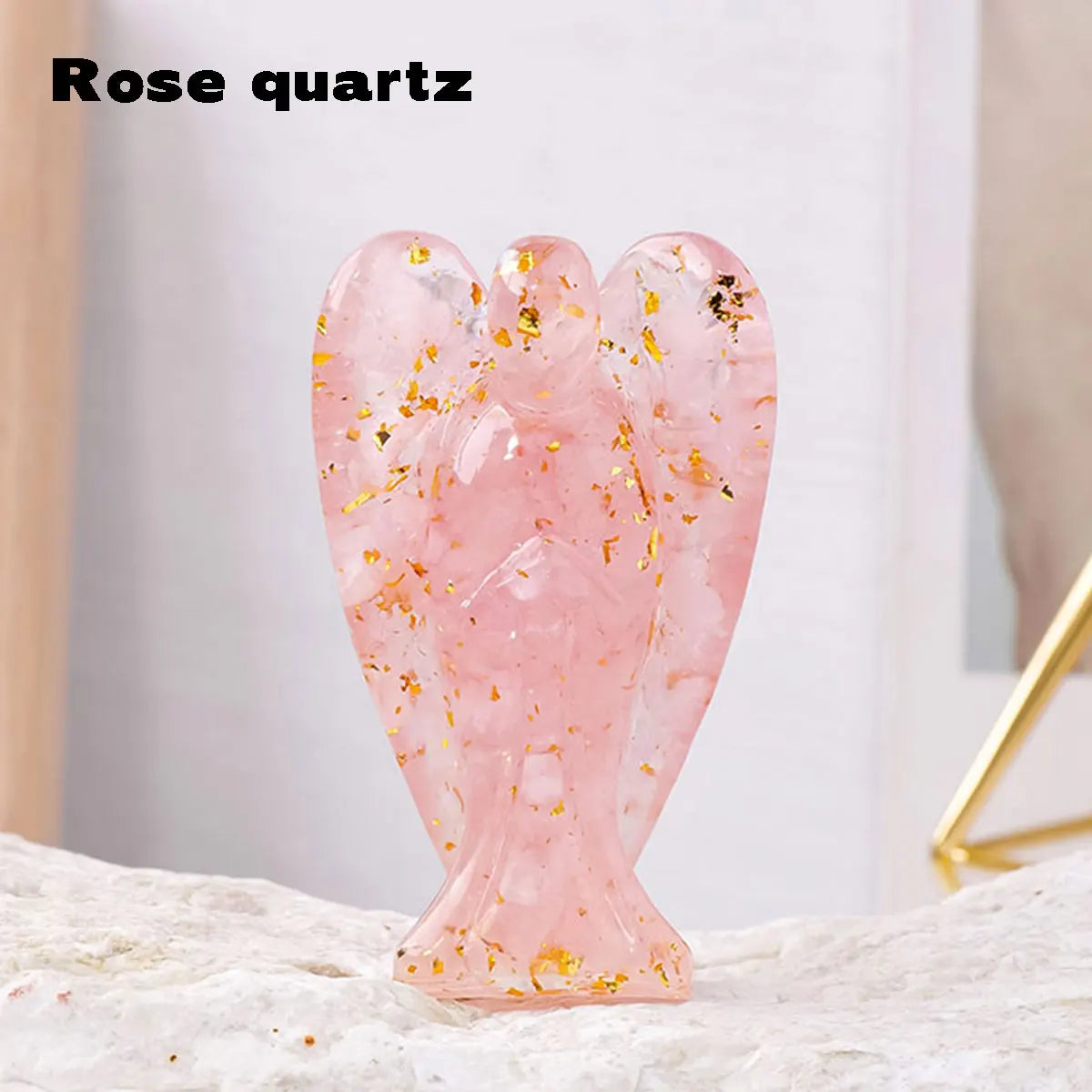 Crystal Gravel Resin Guardian Angel Figurine — Healing Stone Decor & Gift