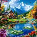 Mountain Lake Diamond Painting Kit | Full Square or Round Drill