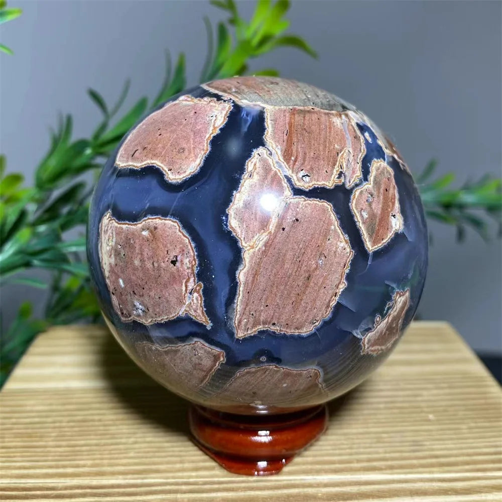 Natural Agate Crystal Sphere with Stand | Hand-Selected · Unique Flash Stone