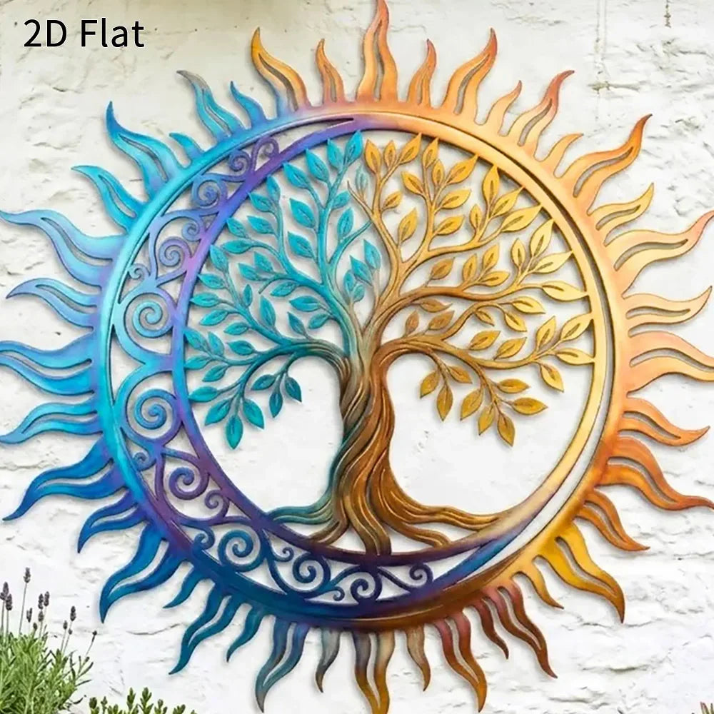Tree of Life Sun & Moon Metal Wall Art