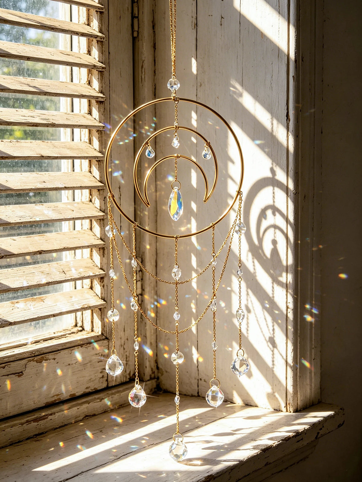 Moon Crystal Prism Suncatcher | Window Hanging