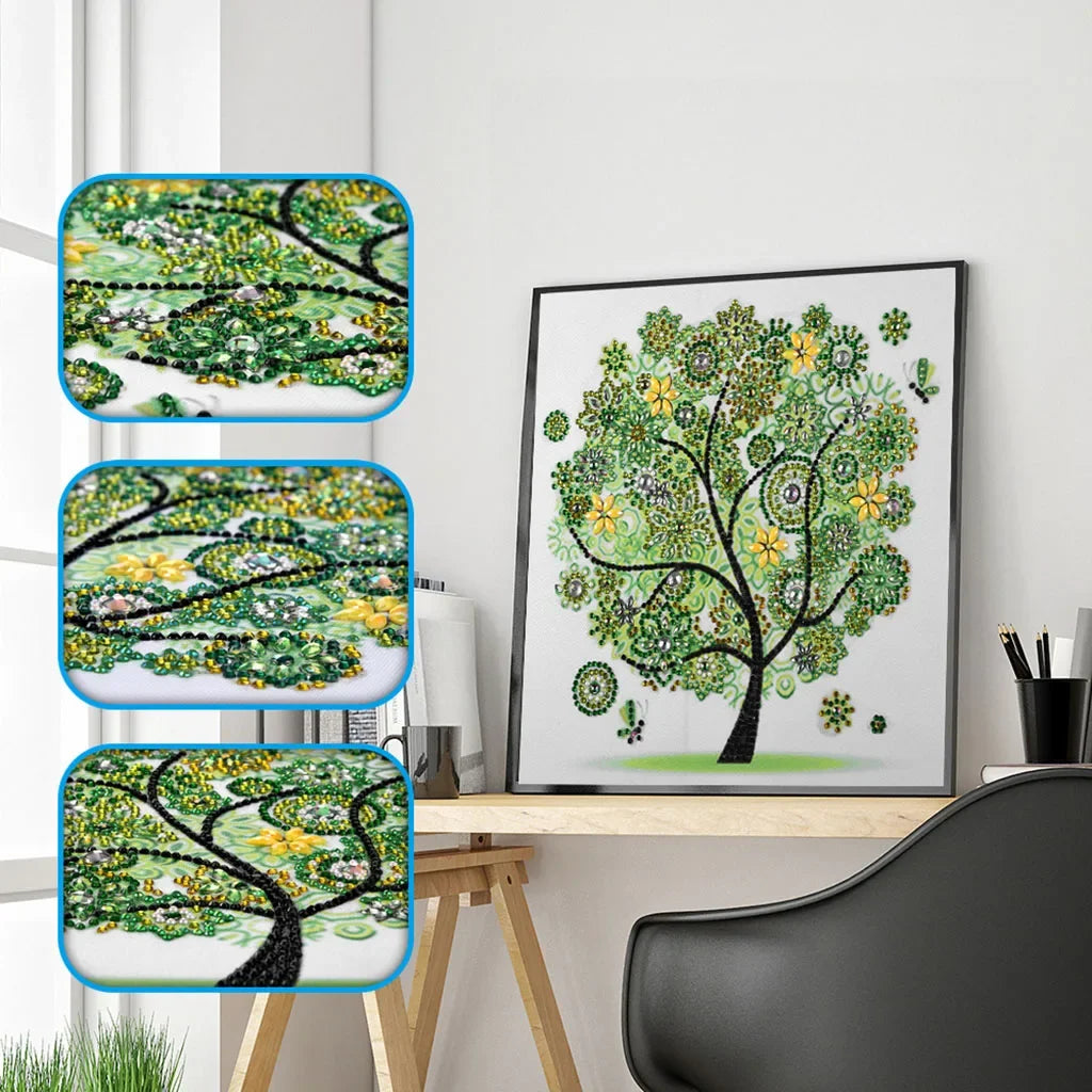 Winter Flower Tree Diamond Painting Kit | Special-Shaped Diamonds