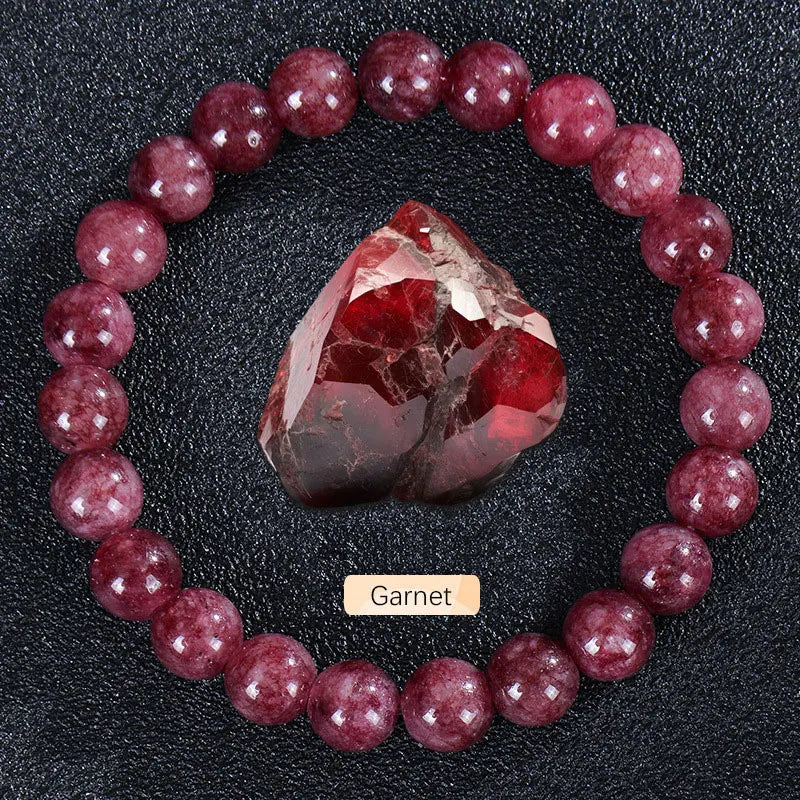 Natural Gemstone Beaded Bracelet — Healing Crystal Stretch Bracelet