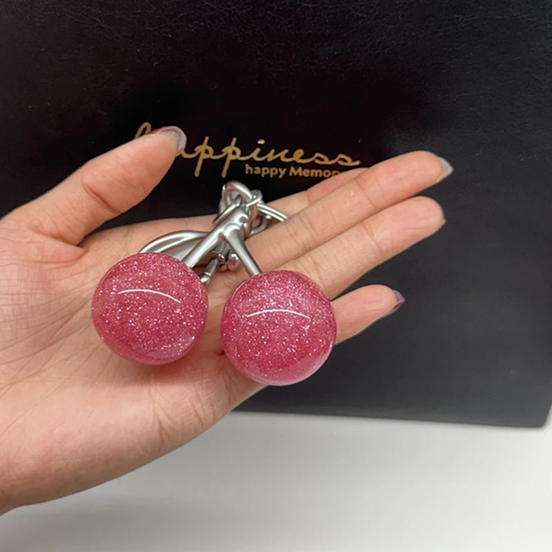 Pink Cherry Bag Charm Keychain | Cute Pendant Decoration for Handbags & Purses
