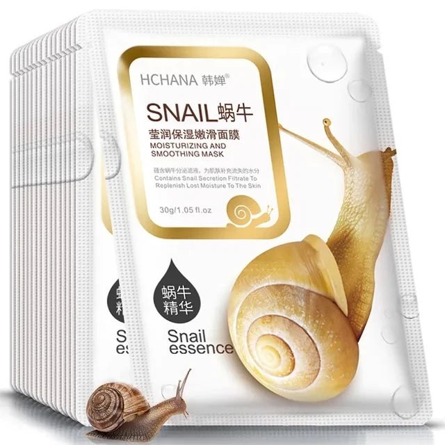 Snail & Hyaluronic Acid Face Sheet Mask – 10pcs | Korean Skincare