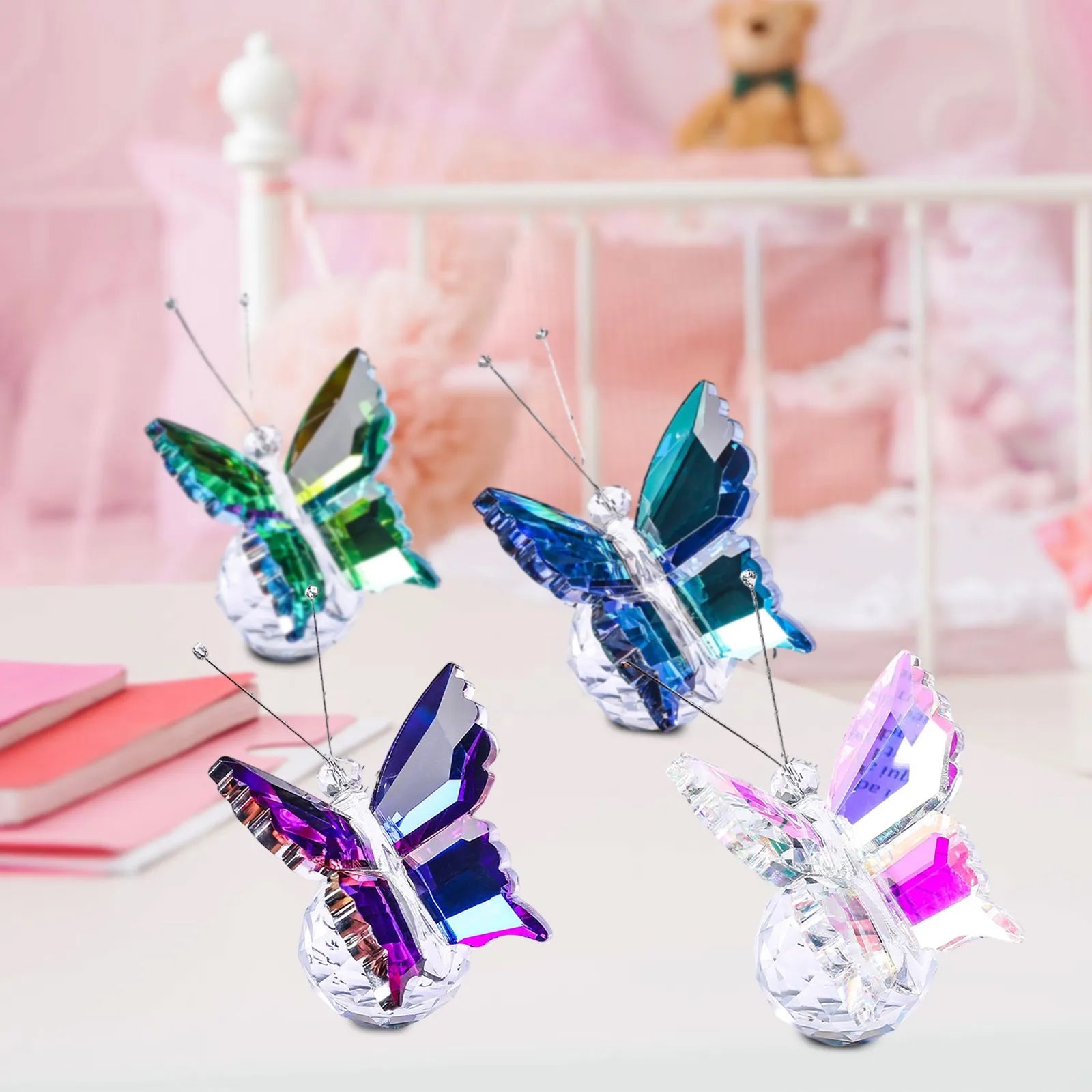 Crystal Cut Butterfly Ornament — Glass Figurine Desk & Home Décor