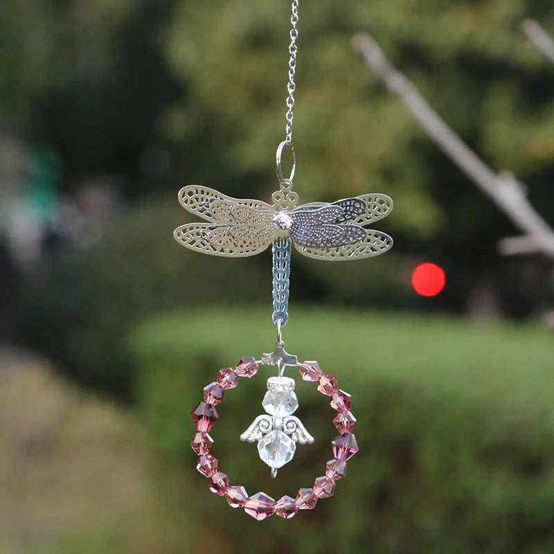 Dragonfly Crystal Suncatcher Pendant - Multicolored