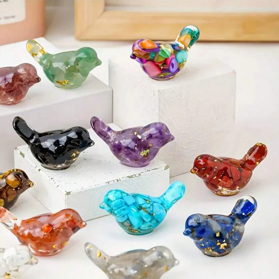 Crystal Bird Figurine — Gemstone-Inspired Resin Ornament for Home Décor & Gifting
