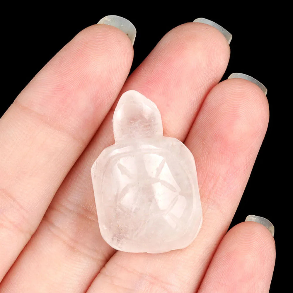 Natural Crystal Turtle Carving – Mini Gemstone Animal Figurine