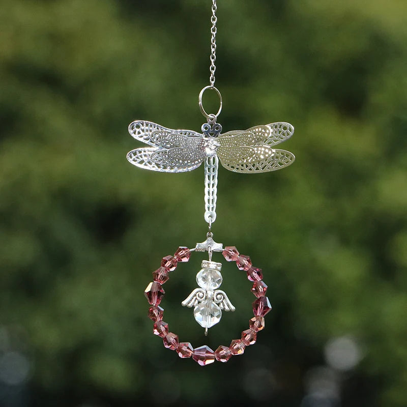 Dragonfly Crystal Suncatcher Pendant - Multicolored