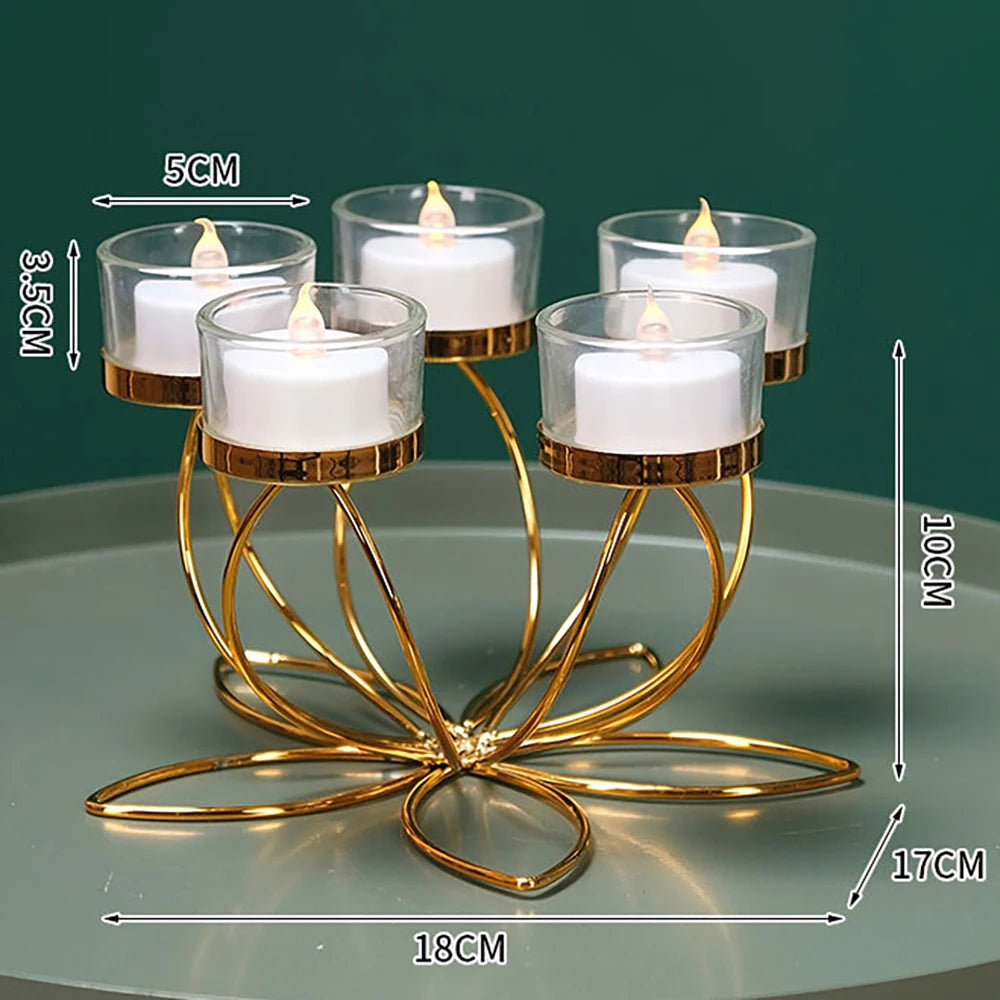 Gold-Tone Lotus-Inspired Candle Holder