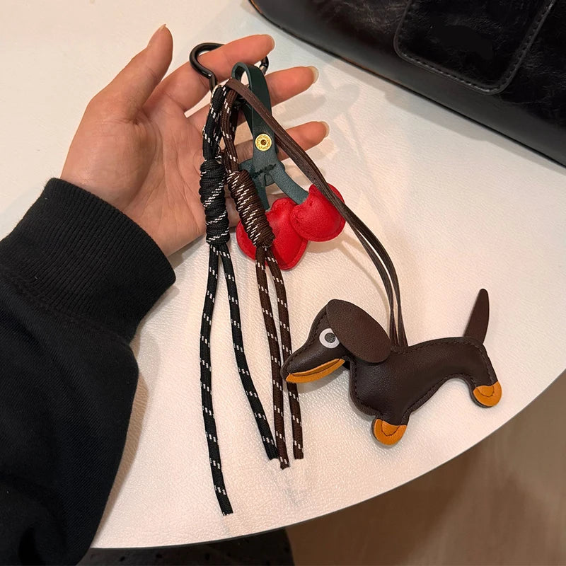 Cherry Leather Bag Charm Keychain | Cute Purse Accessory for Women