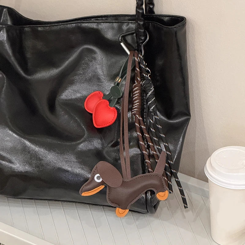 Cherry Leather Bag Charm Keychain | Cute Purse Accessory for Women