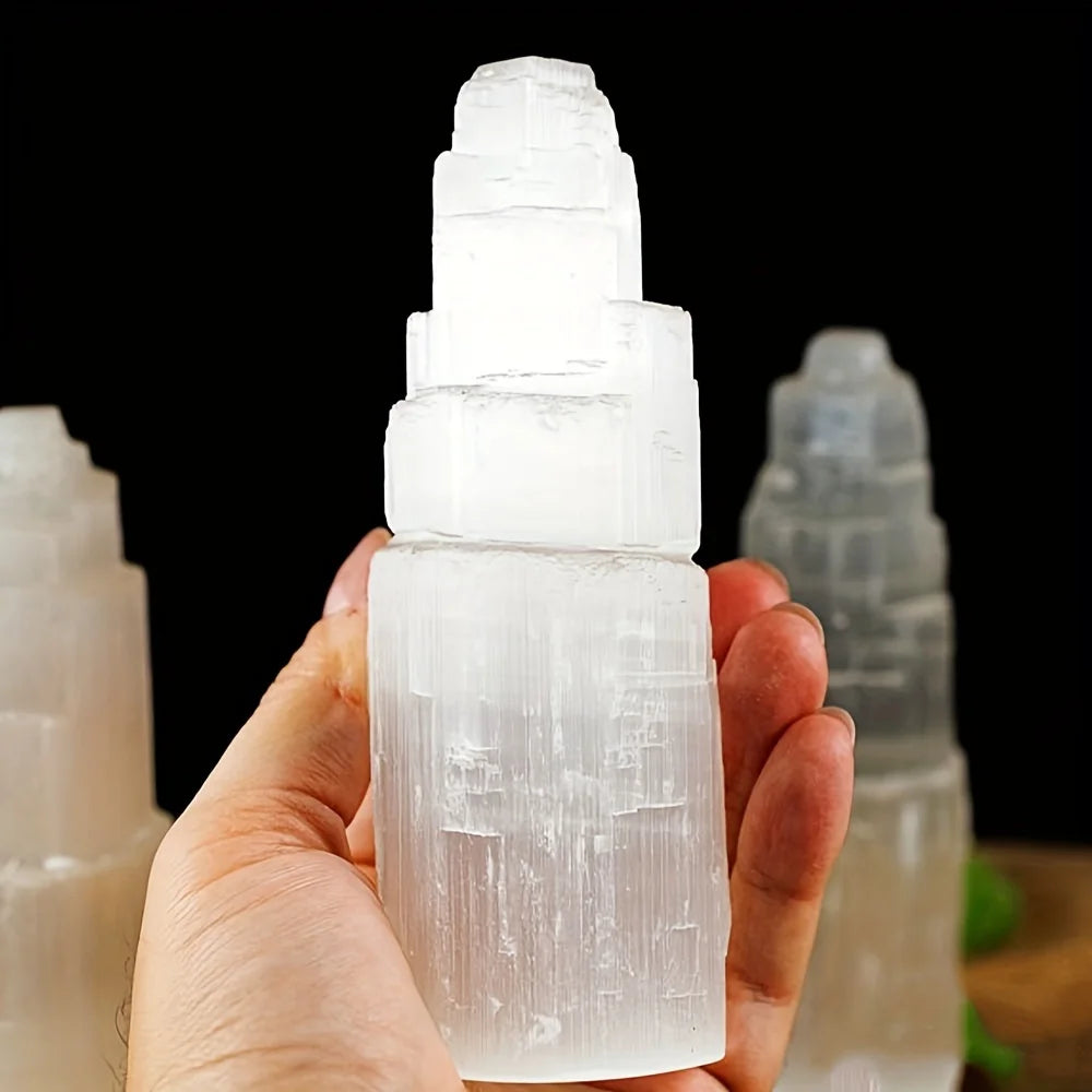 Natural Selenite Crystal Tower — Energy Cleansing Healing Stone for Home & Meditation