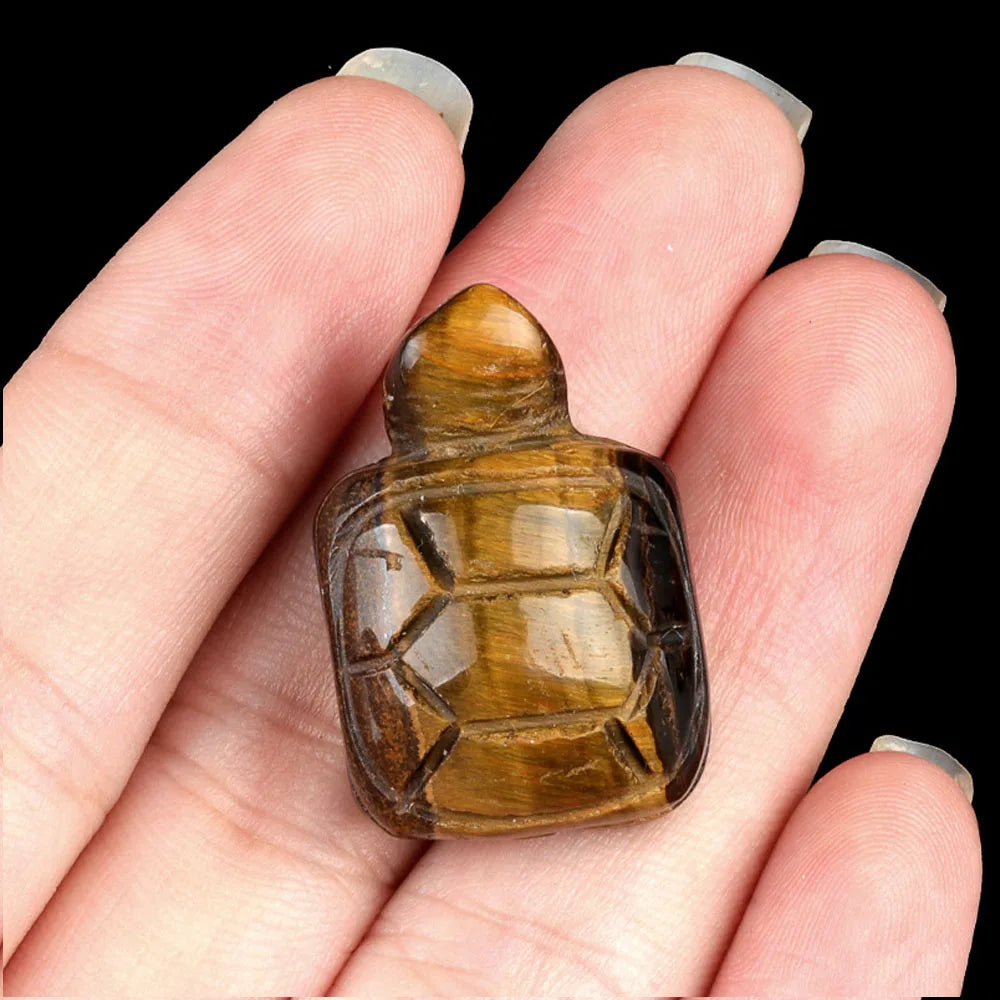 Natural Crystal Turtle Carving – Mini Gemstone Animal Figurine