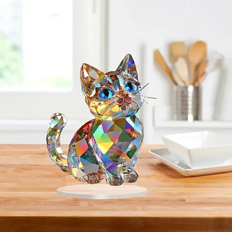Crystal Cat 2D Art Figure – Art Deco Home Decor